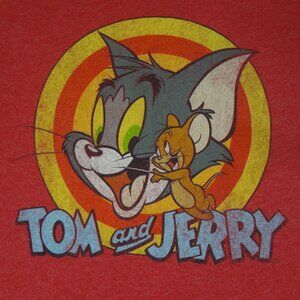 TOM AND JERRY CARTOON CAT MOUSE RED XL T-SHIRT J769